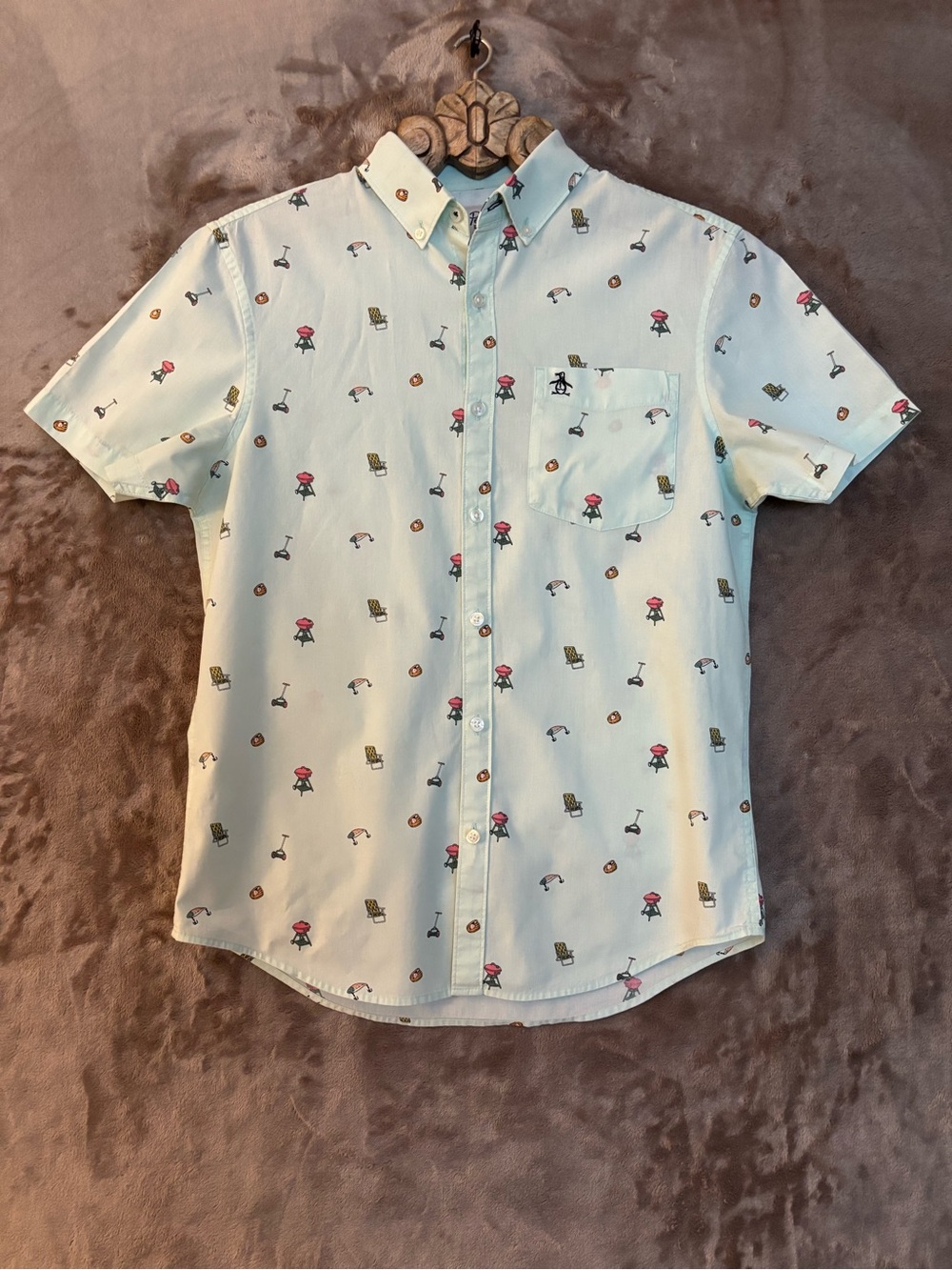 Original Penguin Men’s Short-Sleeve Button-Down Shirt Size S Green